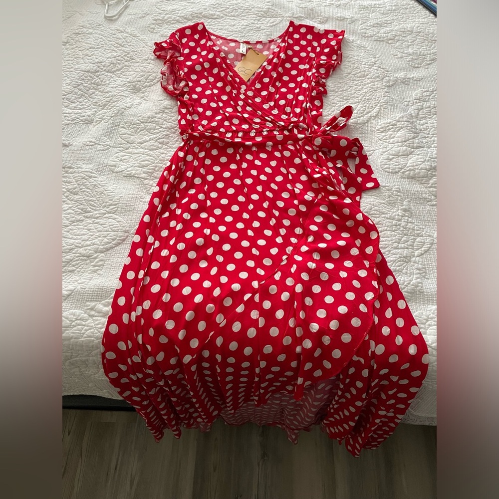 Red polka dot dress